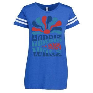 Retro Kamala Harris Walz 2024 Enza Ladies Jersey Football T-Shirt