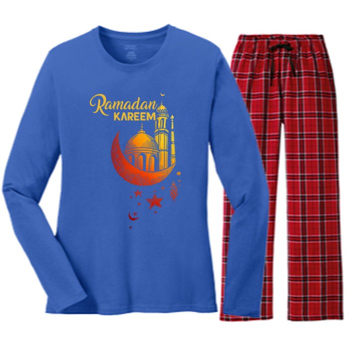 Ramadan Kareem Islamic Holiday Mosque Ramadan Great Gift Women's Long Sleeve Flannel Pajama Set 