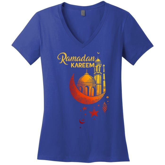 Ramadan Kareem Islamic Holiday Mosque Ramadan Great Gift Women's V-Neck T-Shirt