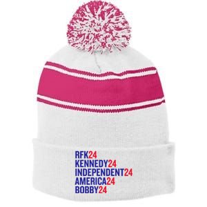 Rfk Kennedy Independent America Bobby 24 Stripe Pom Pom Beanie