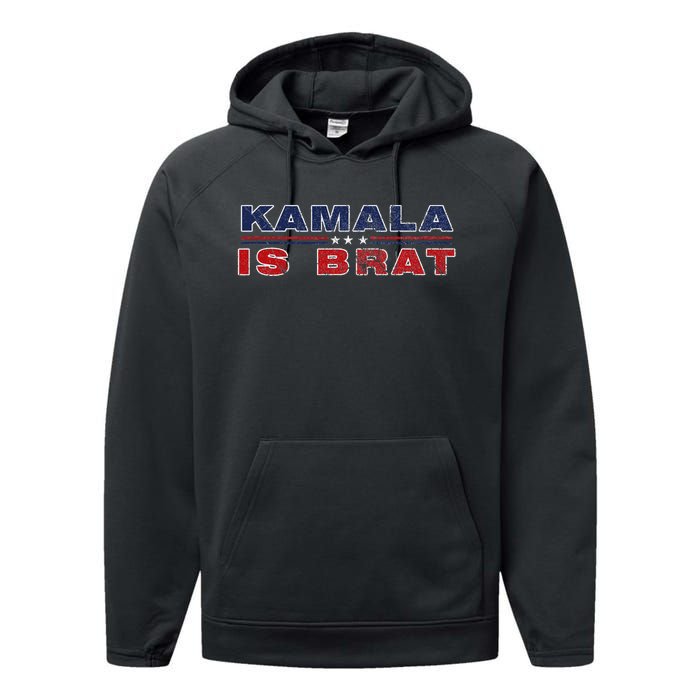 Retro Kamala Is Brat Funny Sarcastic 2024 Performance Fleece Hoodie