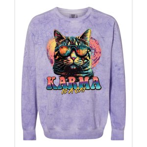 Retro Karma Is A Cat Colorblast Crewneck Sweatshirt