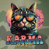 Retro Karma Is A Cat Legacy Tie Dye Trucker Hat