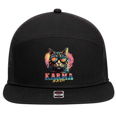 Retro Karma Is A Cat 7 Panel Mesh Trucker Snapback Hat