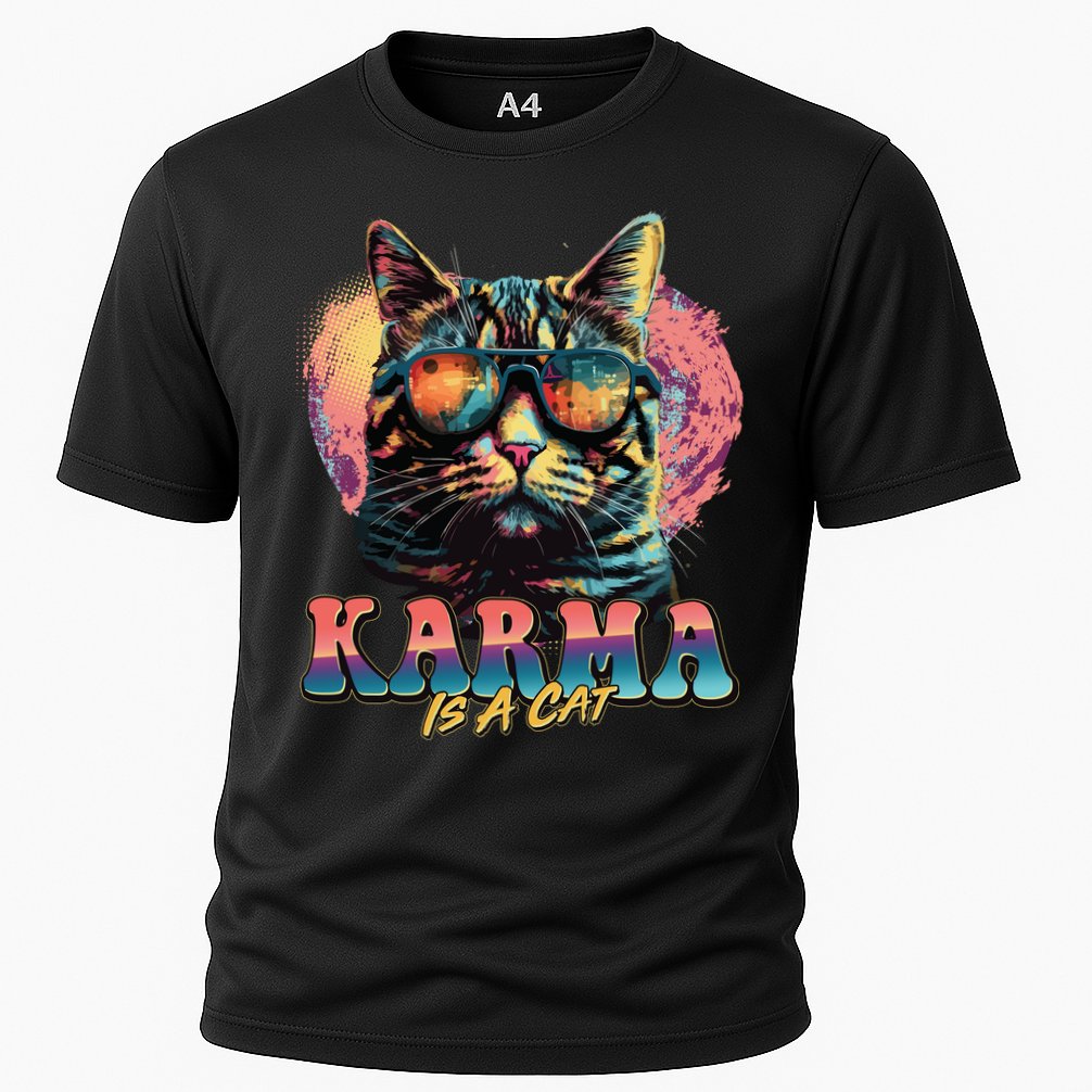 Retro Karma Is A Cat Performance Shirt