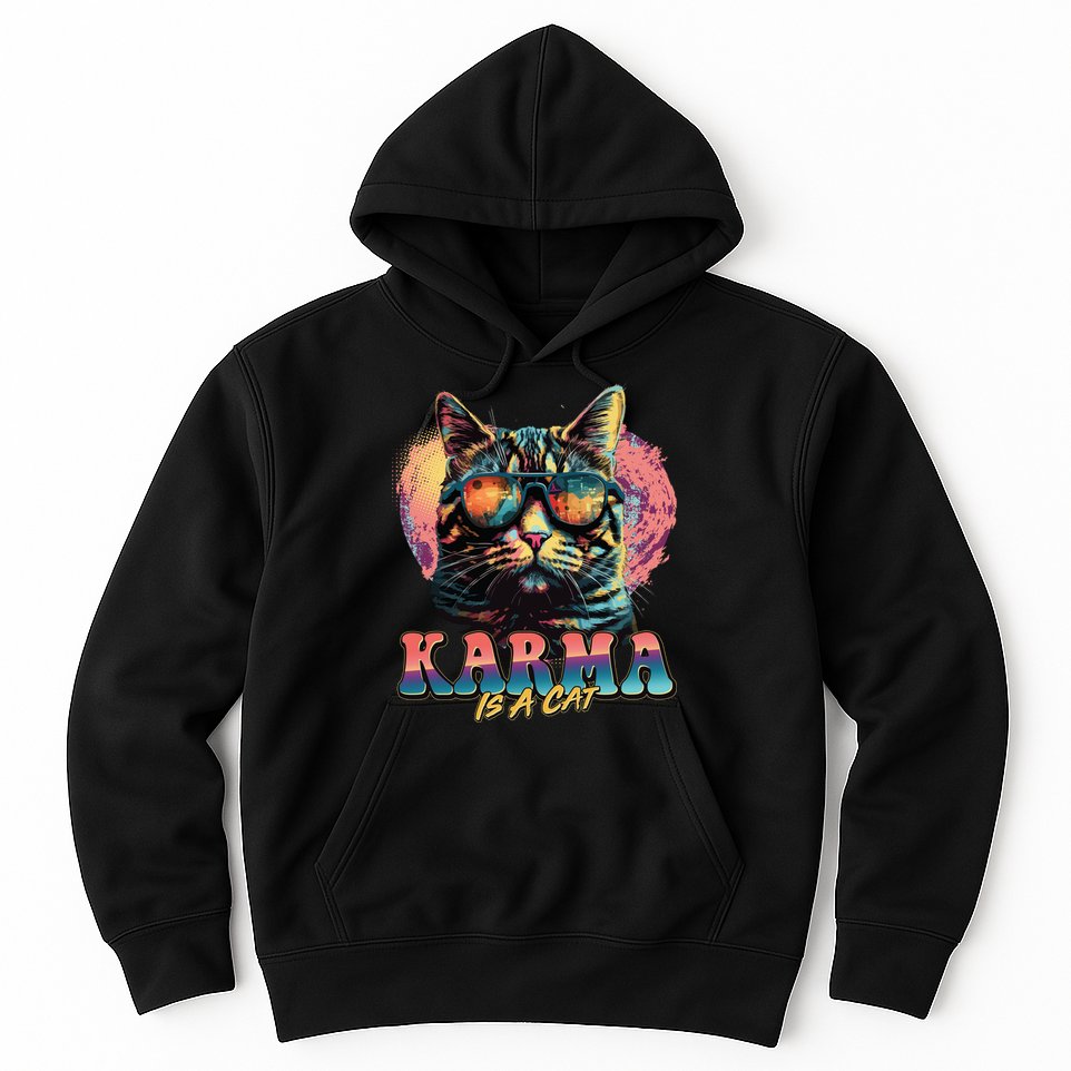Retro Karma Is A Cat Hoodie