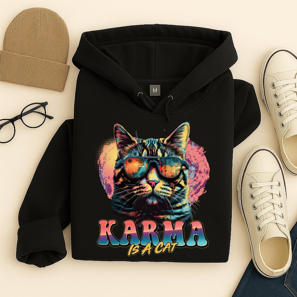 Retro Karma Is A Cat Hoodie