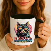 Retro Karma Is A Cat Mug