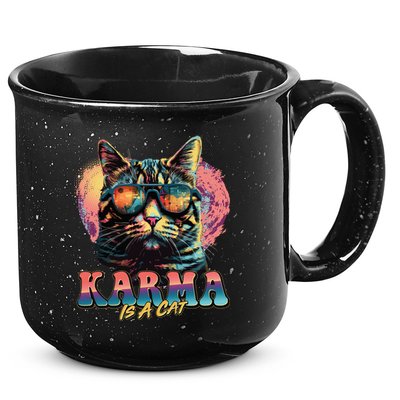 Retro Karma Is A Cat 15oz Campfire Ceramic Mug