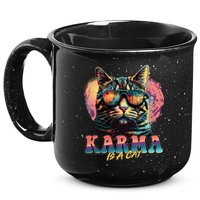 Retro Karma Is A Cat 15oz Campfire Ceramic Mug