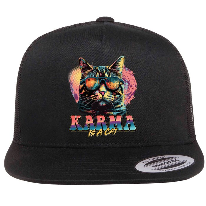 Retro Karma Is A Cat Flatbill Hat