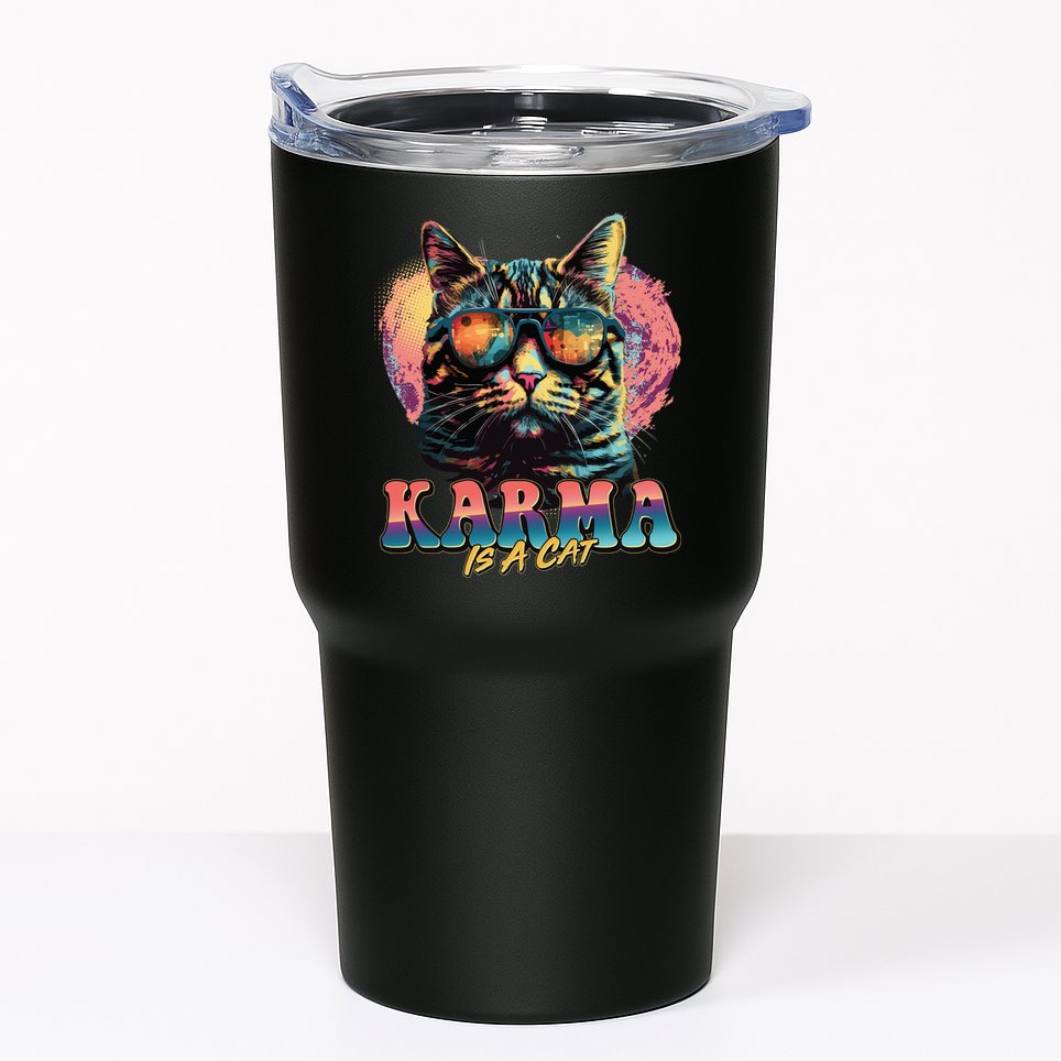 Retro Karma Is A Cat Tumbler