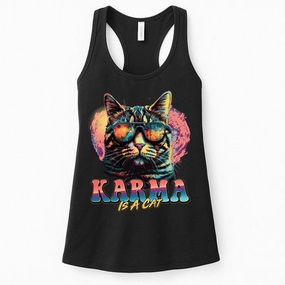 Retro Karma Is A Cat Womens Tank Top