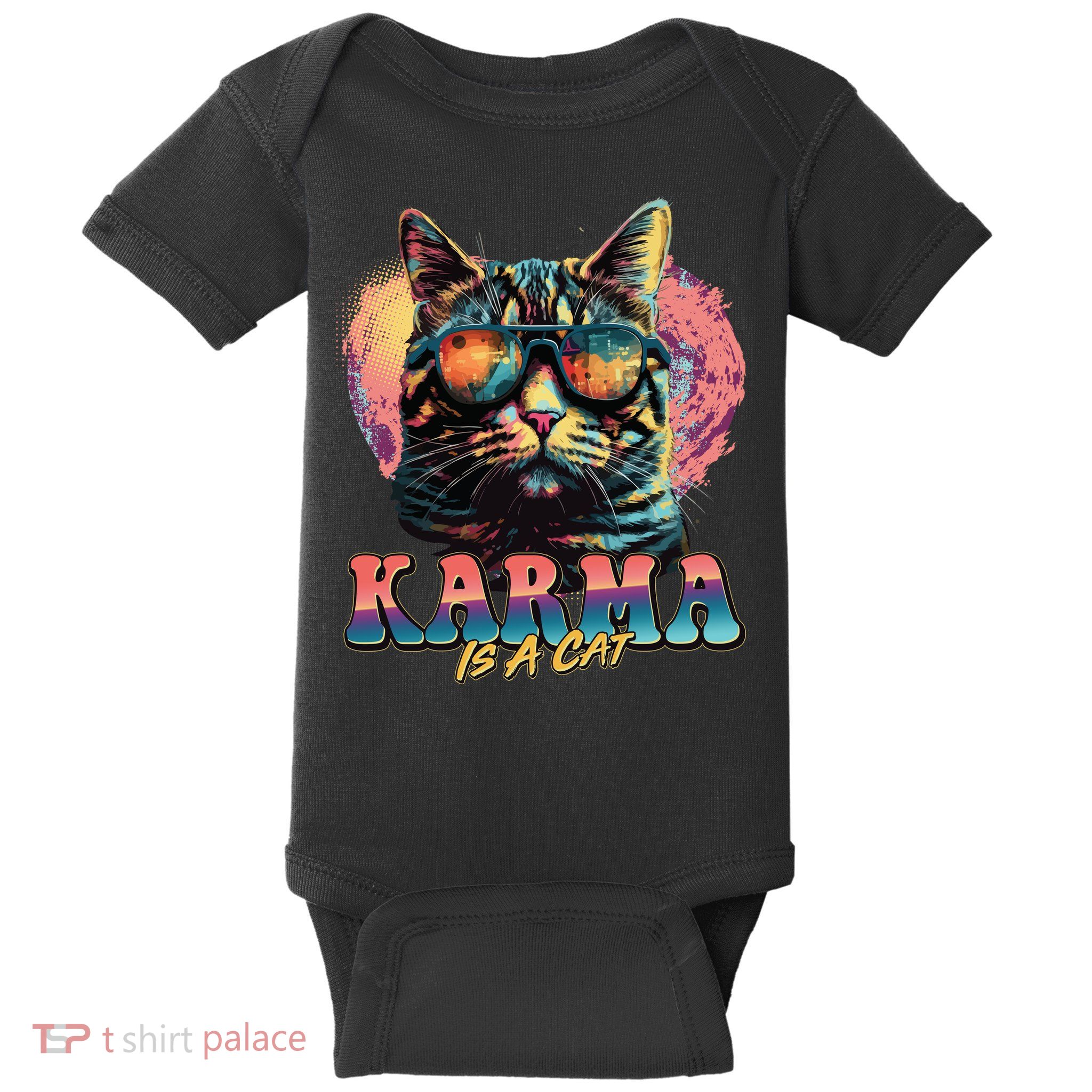 Retro Karma Is A Cat Baby Bodysuit