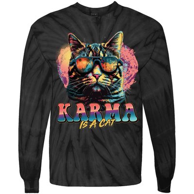Retro Karma Is A Cat Tie-Dye Long Sleeve Shirt