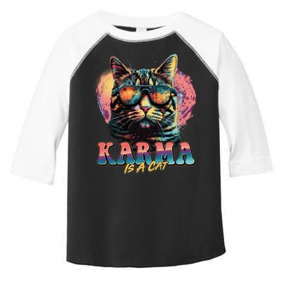Retro Karma Is A Cat Toddler Fine Jersey T-Shirt