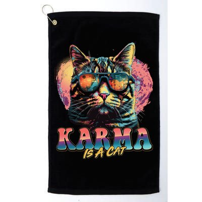 Retro Karma Is A Cat Golf Towel