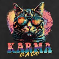 Retro Karma Is A Cat Golf Towel