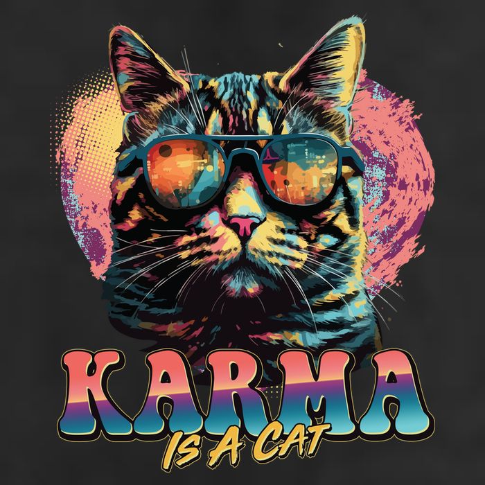 Retro Karma Is A Cat Golf Towel