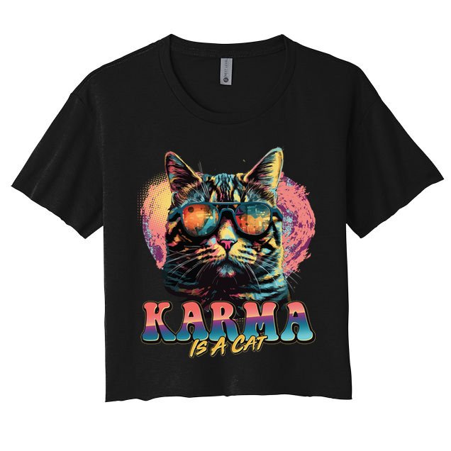 Retro Karma Is A Cat Crop Top