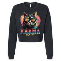 Retro Karma Is A Cat Cropped Pullover Crew