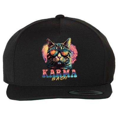 Retro Karma Is A Cat Wool Snapback Cap