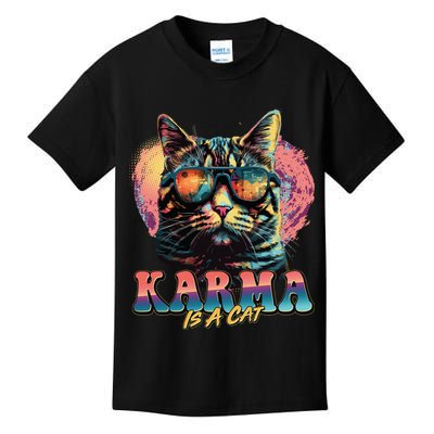 Retro Karma Is A Cat Kids T-Shirt