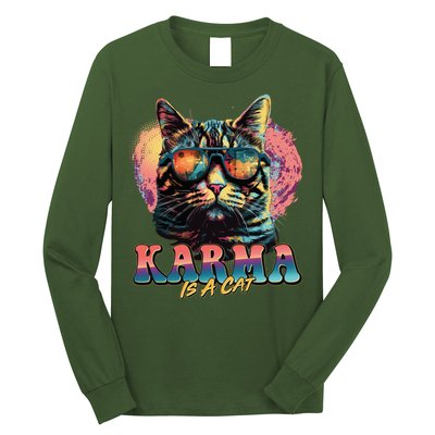Retro Karma Is A Cat Long Sleeve Shirt