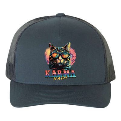 Retro Karma Is A Cat Yupoong Adult 5-Panel Trucker Hat