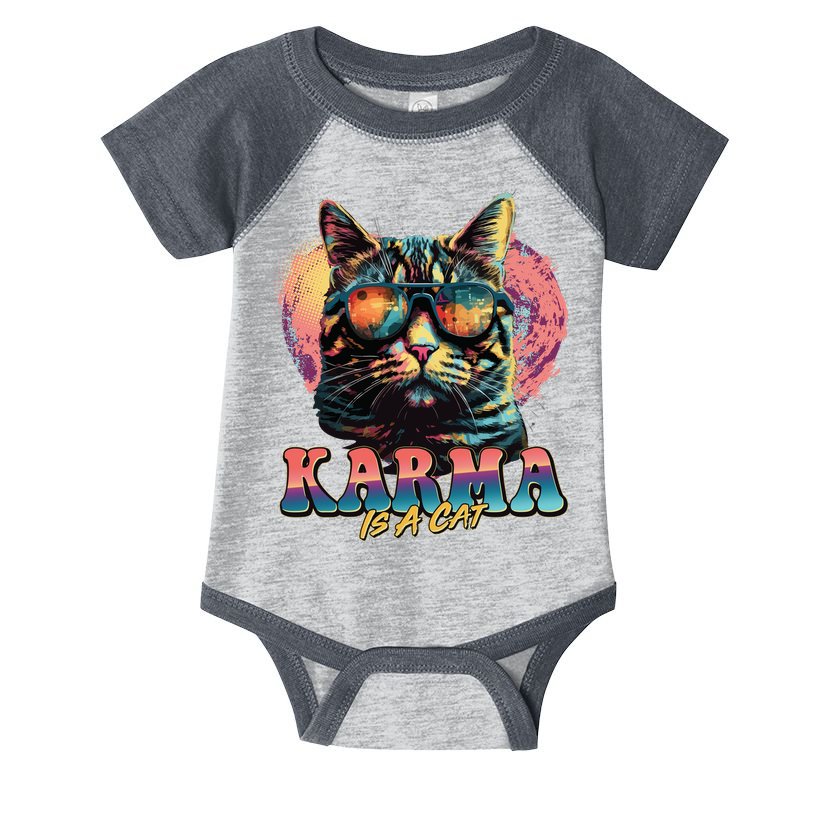 Retro Karma Is A Cat Infant Baby Jersey Bodysuit