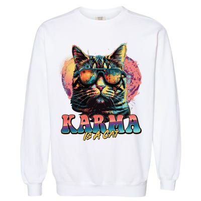 Retro Karma Is A Cat Garment-Dyed Sweatshirt