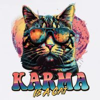 Retro Karma Is A Cat Garment-Dyed Sweatshirt