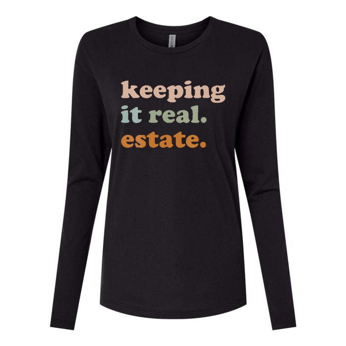 Retro Keeping It Real Estate Broker Agent Seller Realtor Womens Cotton Relaxed Long Sleeve T-Shirt