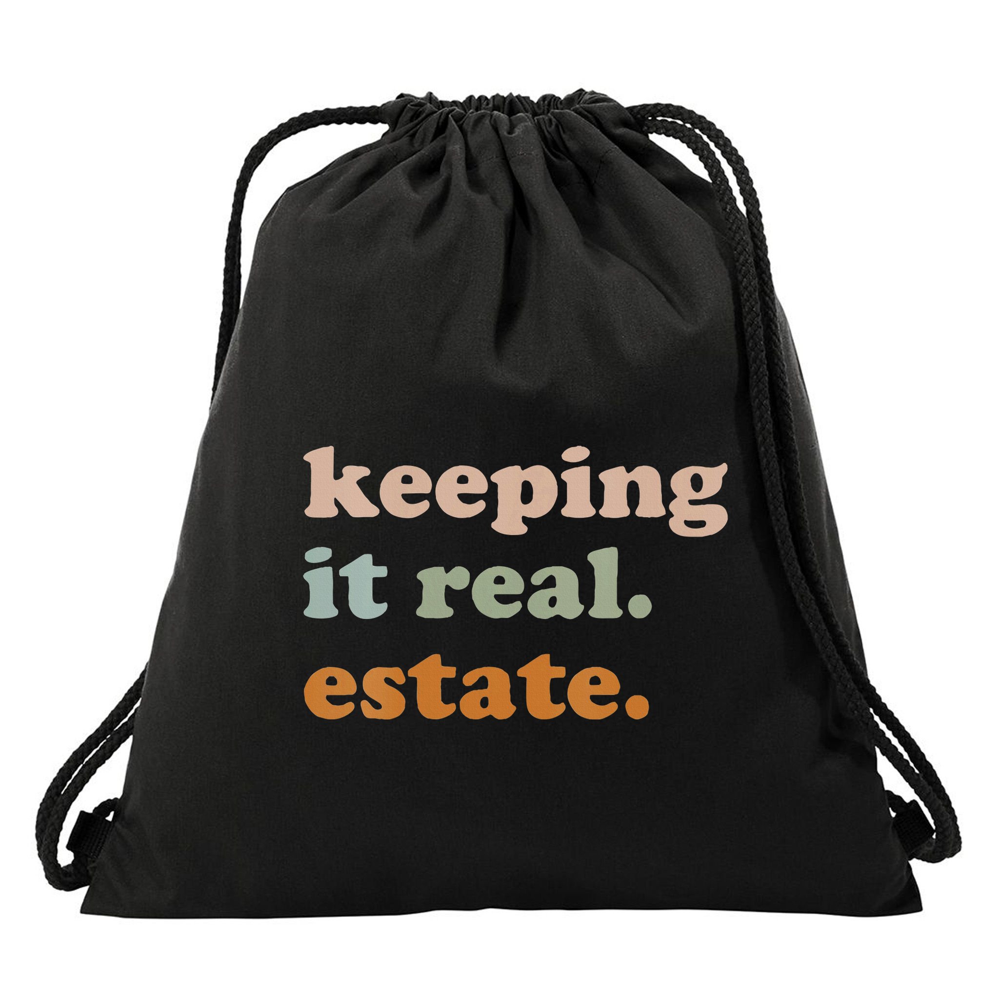 Retro Keeping It Real Estate Broker Agent Seller Realtor Drawstring Bag