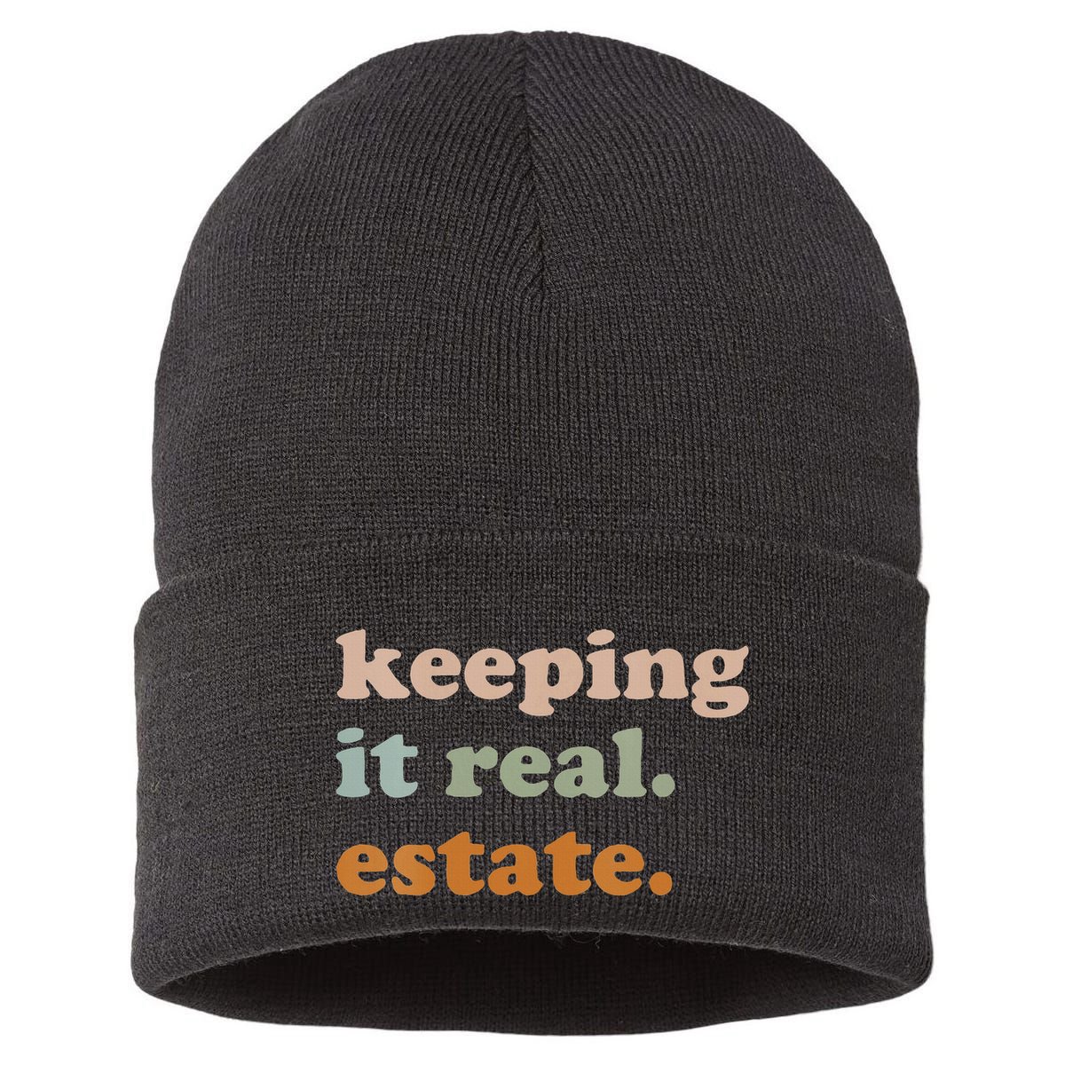 Retro Keeping It Real Estate Broker Agent Seller Realtor Sustainable Knit Beanie