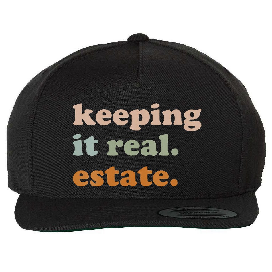 Retro Keeping It Real Estate Broker Agent Seller Realtor Wool Snapback Cap