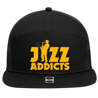 Robert Komaniecki Jazz Addicts With Saxophone 7 Panel Mesh Trucker Snapback Hat