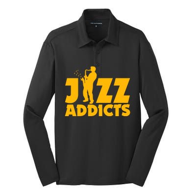 Robert Komaniecki Jazz Addicts With Saxophone Silk Touch Performance Long Sleeve Polo