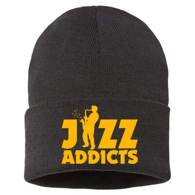 Robert Komaniecki Jazz Addicts With Saxophone Sustainable Knit Beanie