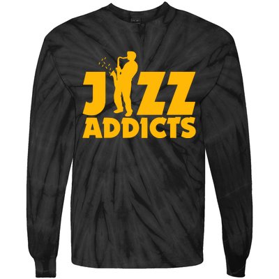 Robert Komaniecki Jazz Addicts With Saxophone Tie-Dye Long Sleeve Shirt