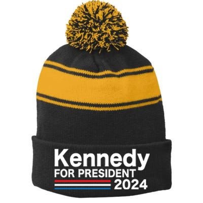 Robert Kennedy Jr For President 2024 Election Stripe Pom Pom Beanie