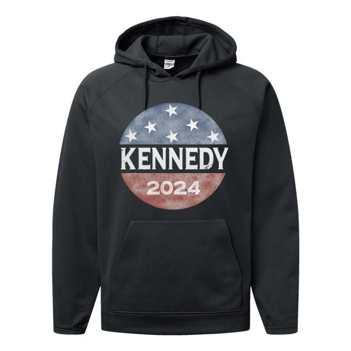 Robert Kennedy Jr 2024 President Vintage Button USA Flag Performance Fleece Hoodie