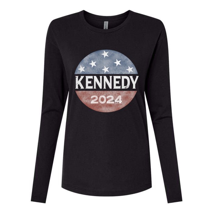 Robert Kennedy Jr 2024 President Vintage Button USA Flag Womens Cotton Relaxed Long Sleeve T-Shirt