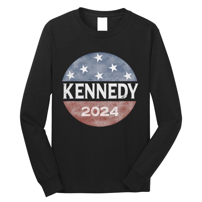 Robert Kennedy Jr 2024 President Vintage Button USA Flag Long Sleeve Shirt