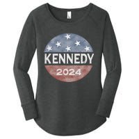 Robert Kennedy Jr 2024 President Vintage Button USA Flag Women's Perfect Tri Tunic Long Sleeve Shirt