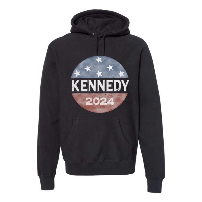 Robert Kennedy Jr 2024 President Vintage Button USA Flag Premium Hoodie