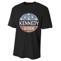 Robert Kennedy Jr 2024 President Vintage Button USA Flag Performance Sprint T-Shirt