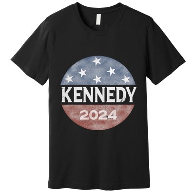 Robert Kennedy Jr 2024 President Vintage Button USA Flag Premium T-Shirt