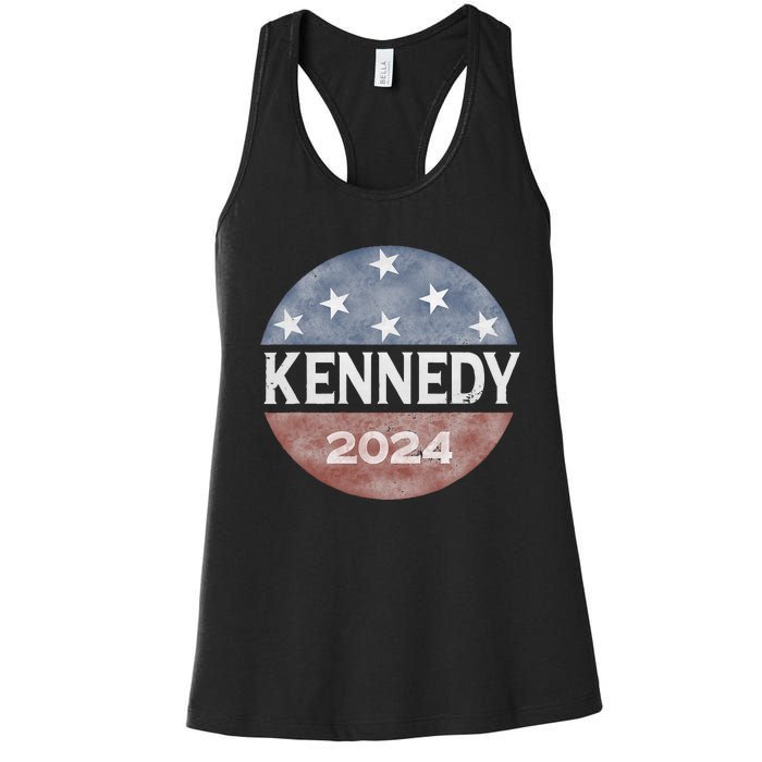 Robert Kennedy Jr 2024 President Vintage Button USA Flag Women's Racerback Tank