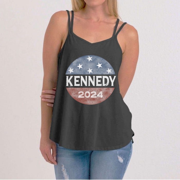 Robert Kennedy Jr 2024 President Vintage Button USA Flag Women's Strappy Tank